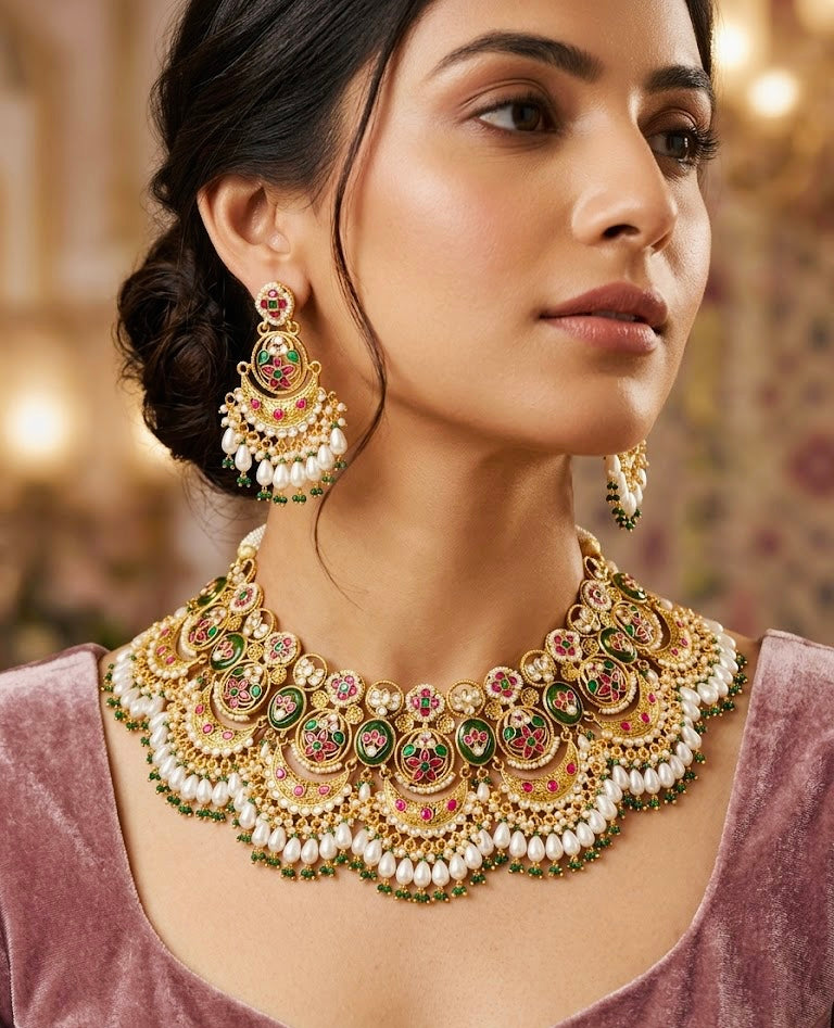 Pachi Kundan Heritage Bridal Choker Set