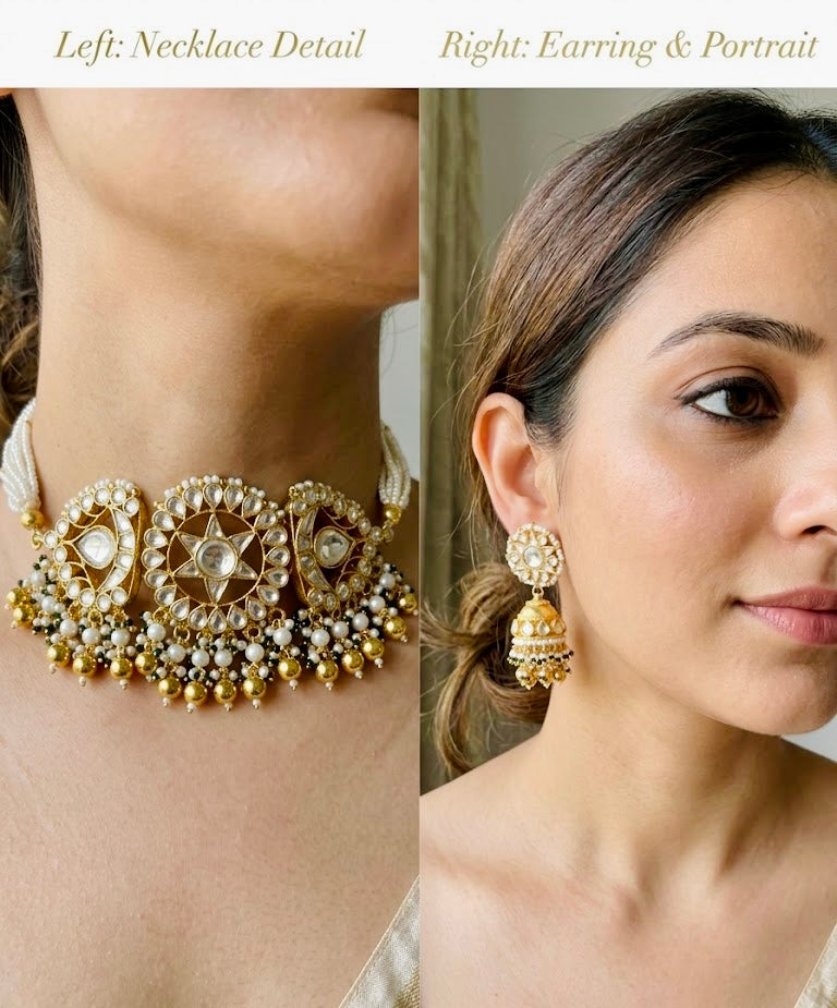 Pachi Kundan Star & Crescent Choker Set