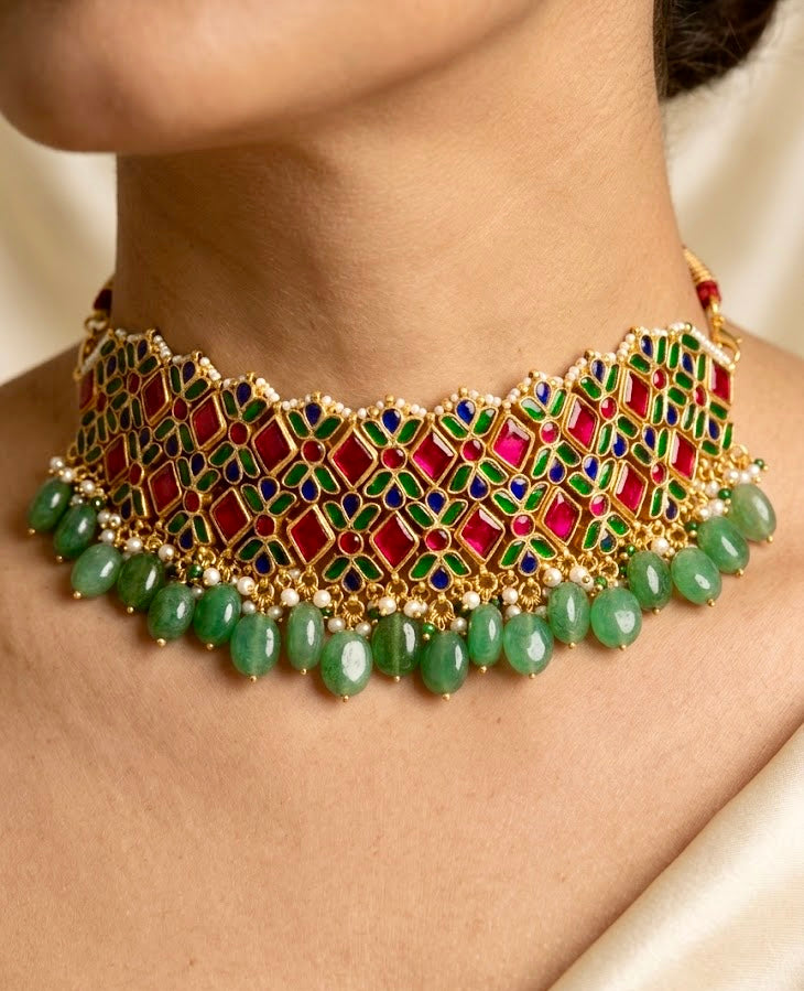 Multicolour Kundan Jadau Choker Set