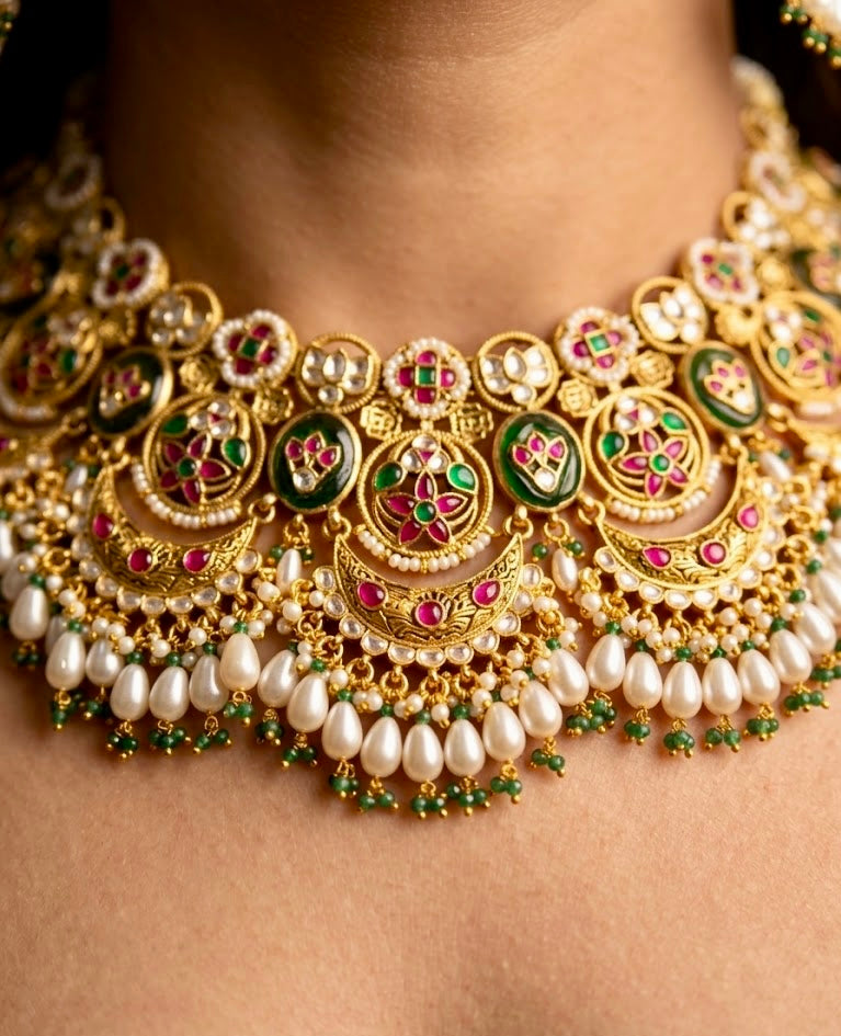 Pachi Kundan Heritage Bridal Choker Set